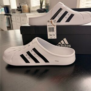 Adidas Black and White Slip-On Slippers